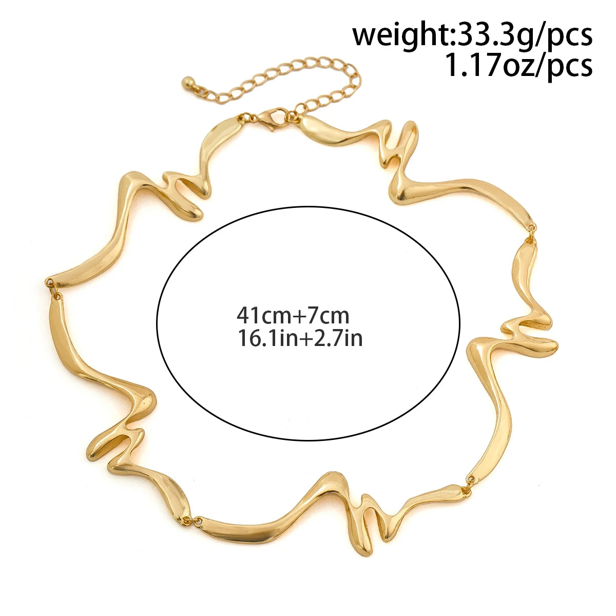 Irregular Wave Choker in Silver or Gold