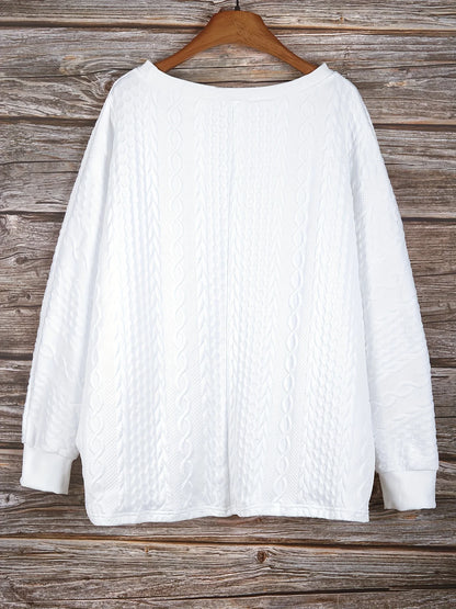 Sizes 1XL to 5XL Cozy Chunky Knit Sweater Cable Knit Design Loose Fit in Black and White