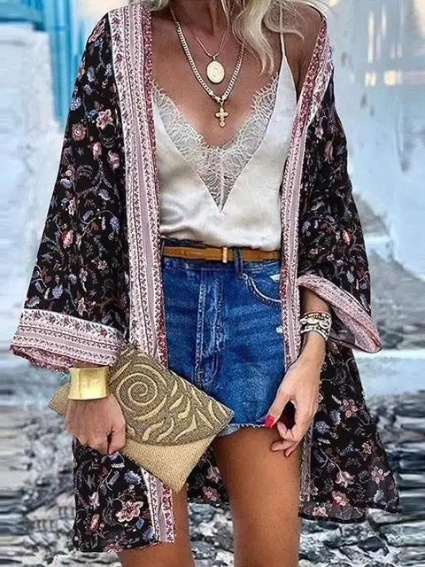 Women's Boho Blouse Cardigan Top, Casual Cover-Up in 12 designs