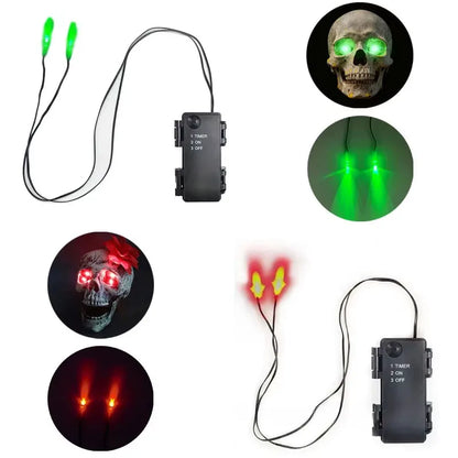 Halloween LED Glowing Skeleton Eyes with Timer, Light Up Props