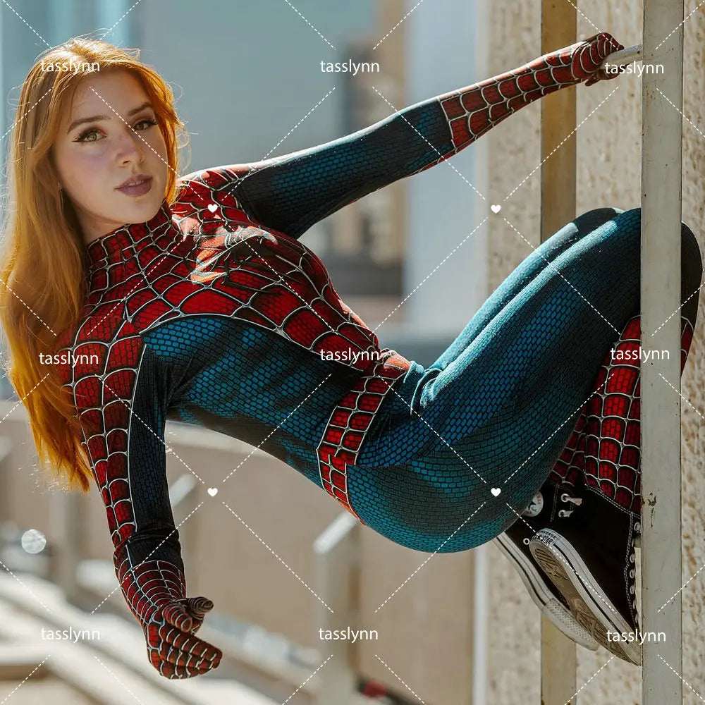Sizes to 3XL--Spandex Spiderwoman Suit