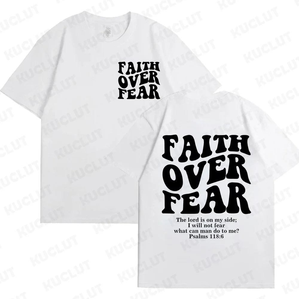Sizes to 3XL Wide Variety of Colors "Faith Over Fear" T-shirts Christian Clothes Sportswear Bible verse