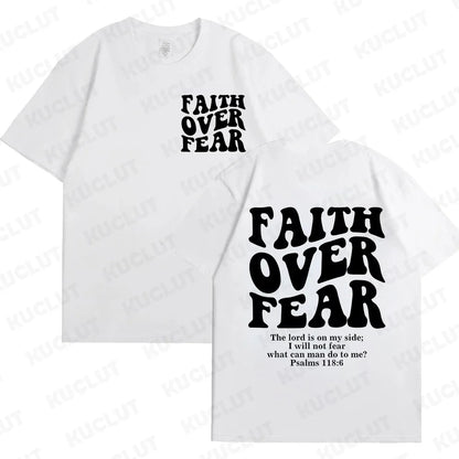 Sizes to 3XL Wide Variety of Colors "Faith Over Fear" T-shirts Christian Clothes Sportswear Bible verse