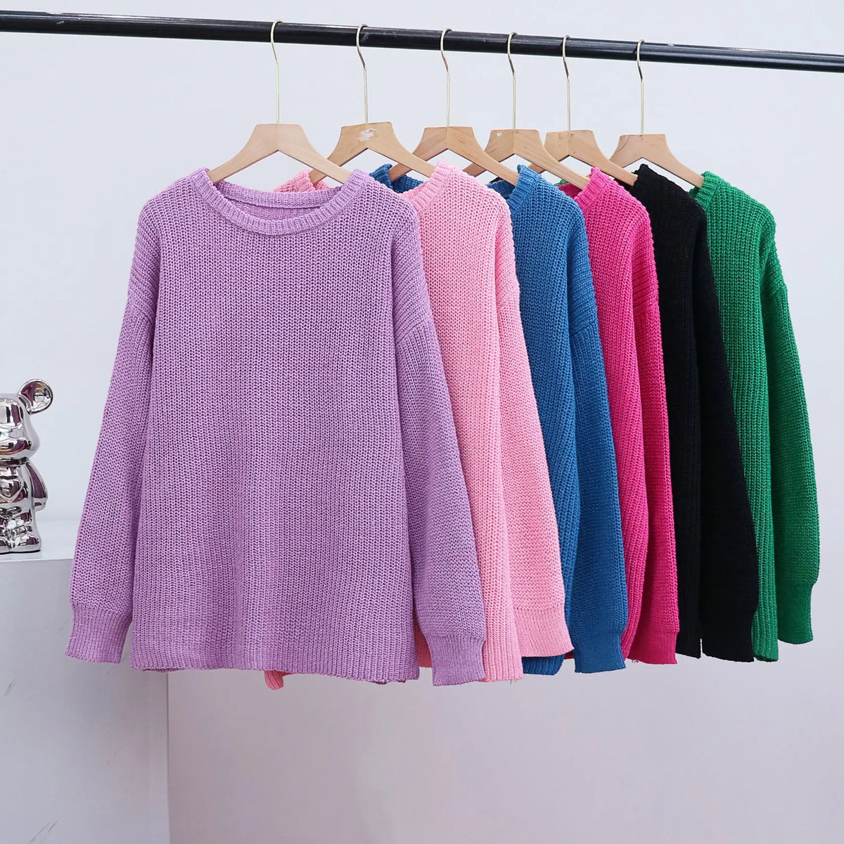 Chunky Knit Oversized Sweater Crew Neck Long Sleeve Loose Casual  Pullover. Comes in 6 colors