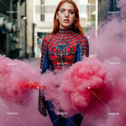 Sizes to 3XL--Spandex Spiderwoman Suit