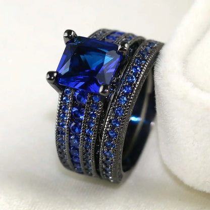 Gothic Red Rhinestone Ring Set Celtic Dragon