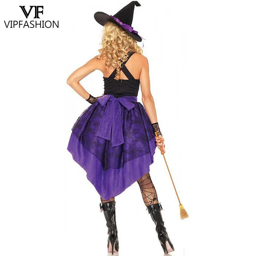 Adult Halloween Witch Purple Dress Costume