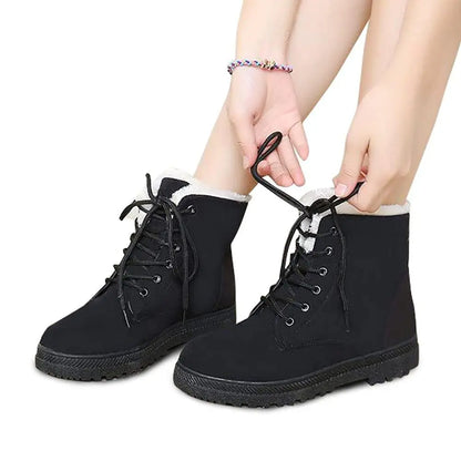 Crestar Winter Snow Boots for Women Warm Fur Lined, Ankle Boots, Lace Up, Non-Slip in Dark and Light Blue, Khaki, Red, and Black