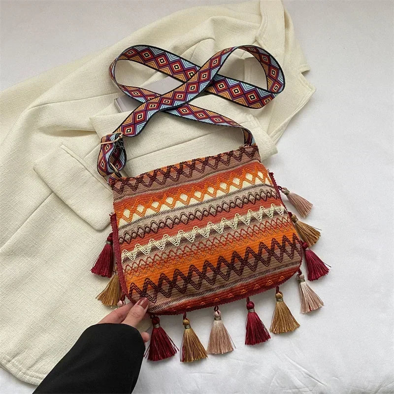 Vintage Ethnic Handwoven Crossbody Hippie Sling Shoulder Bag