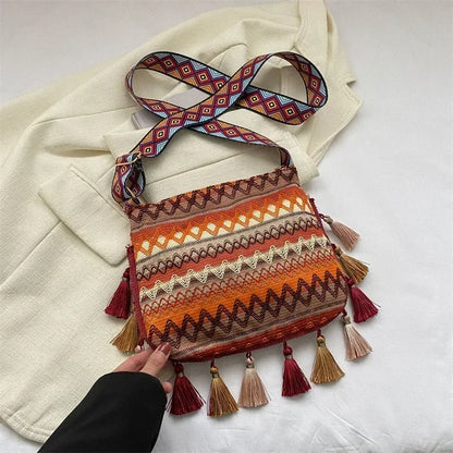 Vintage Ethnic Handwoven Crossbody Hippie Sling Shoulder Bag