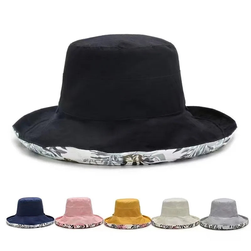 Reversible Bucket Hats, Several colors and designs, Large Brim for UV Sun Protection