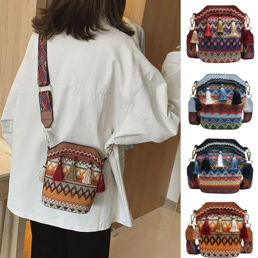 Vintage Handwoven Crossbody Bag Hippie Sling Shoulder Bag