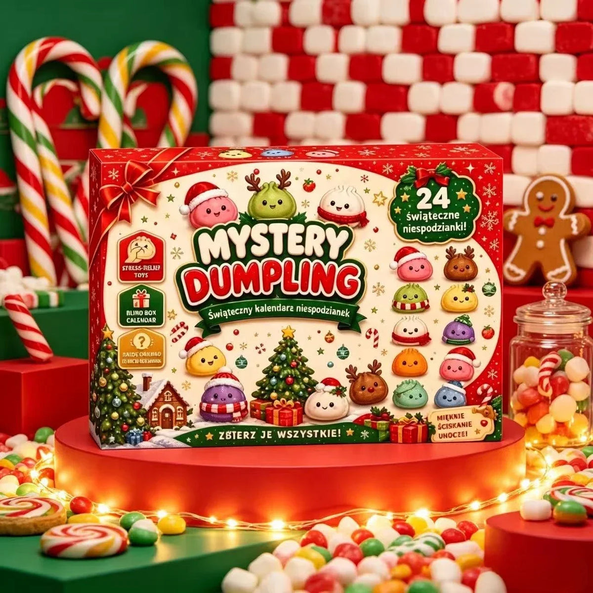 Christmas Countdown Fidget Advent Calendar, Squishy Surprise for Every day beginning Dec 1st through the 24th. Five boxes to choose from