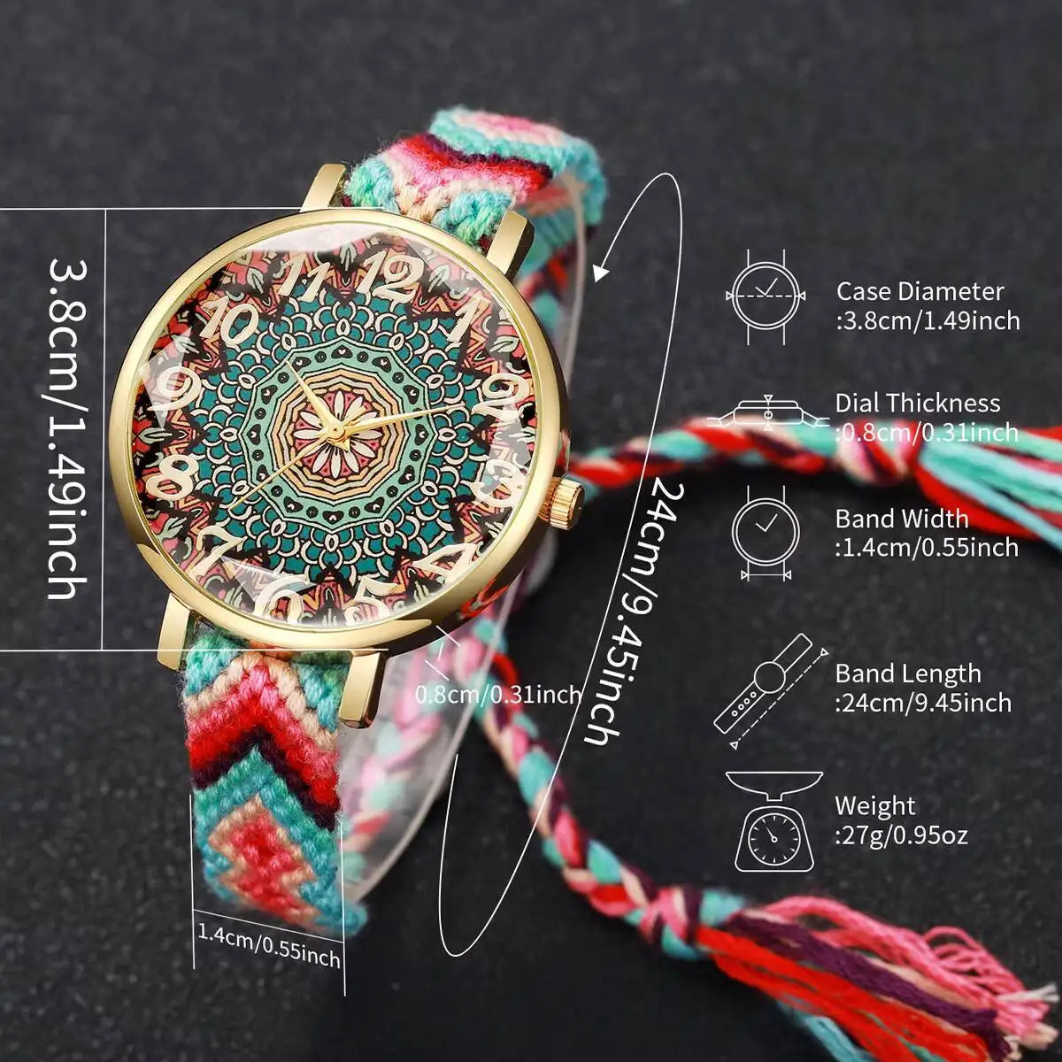 Vintage Woven Strap Ladies Quartz Wristwatch （Without Box）