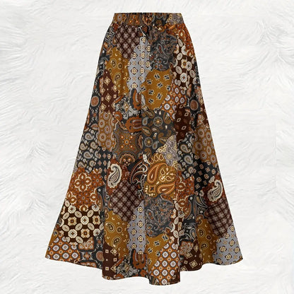 Sizes to 2XL Boho Elastic Waist Flowing Skirt