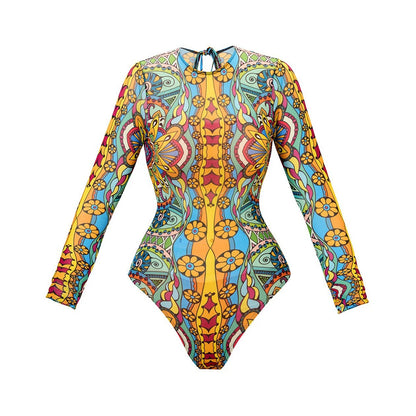 Long Sleeve Sheer Sun Protection One-Piece Swimsuit With Cover-Up. Various other designs