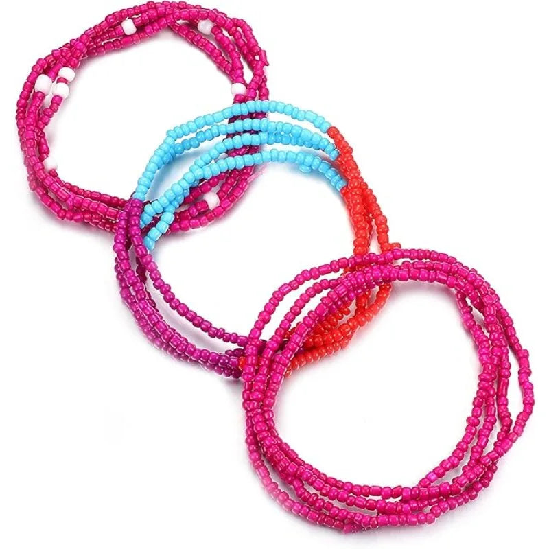 3 Piece Set of Waist Beads for low-rise pants or bikini wear. 10 different set colors to choose from