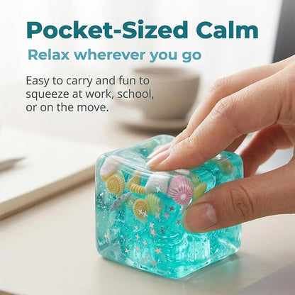Ocean Shell Squishy Stress Balls Fidget Toy, Super Soft Transparent Star Maltose Cubes Squeeze.Both Adult and Kids' Stress Relief