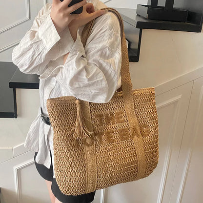 French Style Large Capacity Woven Straw Bag
