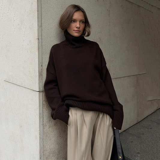 Vintage Knitted Oversized Pullover Turtleneck Sweater. Comes in Orange, Burgundy, White, Yellow, and Light and Dark Grey