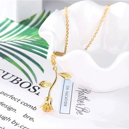 3D Rose Flower Necklace  Unique Gift