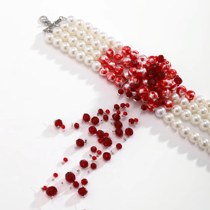Halloween Gothic Multi-Layered Imitation Pearl Clavicle Necklace