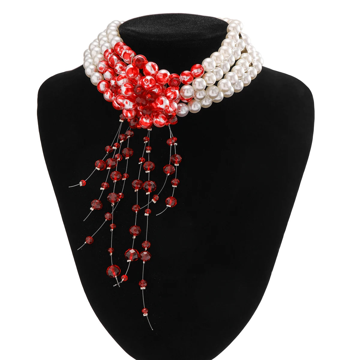 Halloween Gothic Multi-Layered Imitation Pearl Clavicle Necklace