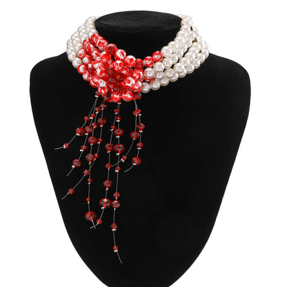 Halloween Gothic Multi-Layered Imitation Pearl Clavicle Necklace