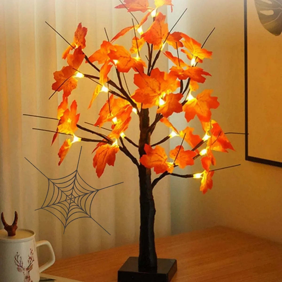 1pc 24 inch LED Artificial Black Birch Tree Light, DIY Branches, Table Lamp For Fall