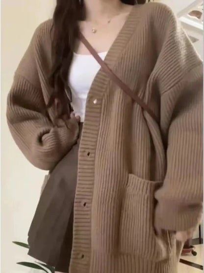 Oversized Cardigan Sweater-Coats, Long, Full Sleeves, V-Neck, Loose  Fit, Button Front. comes in Tan, Gray, Off White