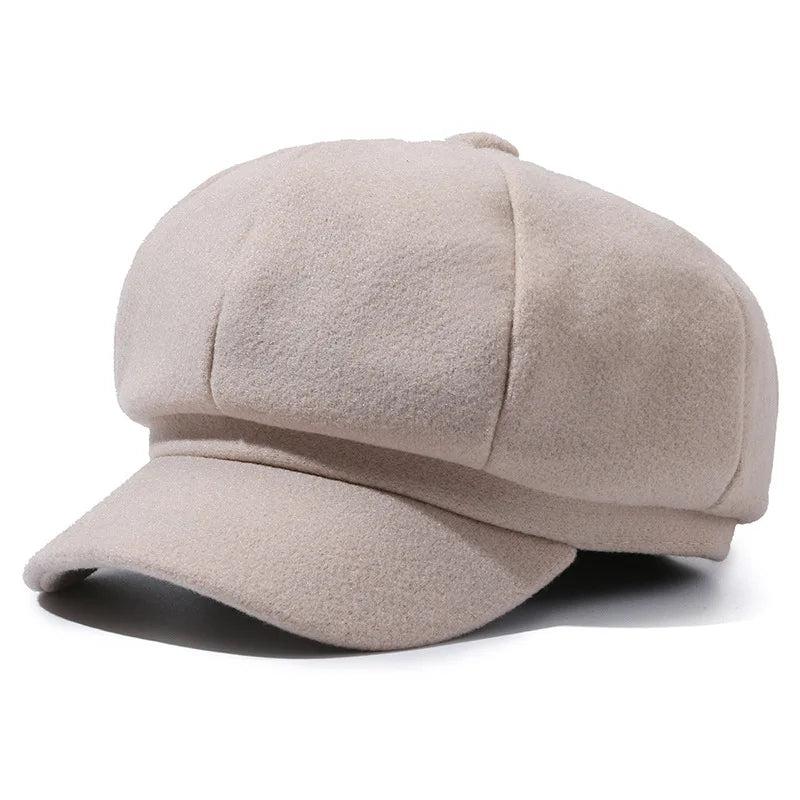 Woolen Octagonal Beret Duckbill Hat Beret British Style