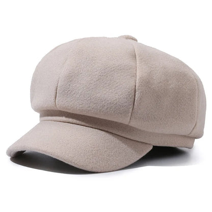 Woolen Octagonal Beret Duckbill Hat Beret British Style
