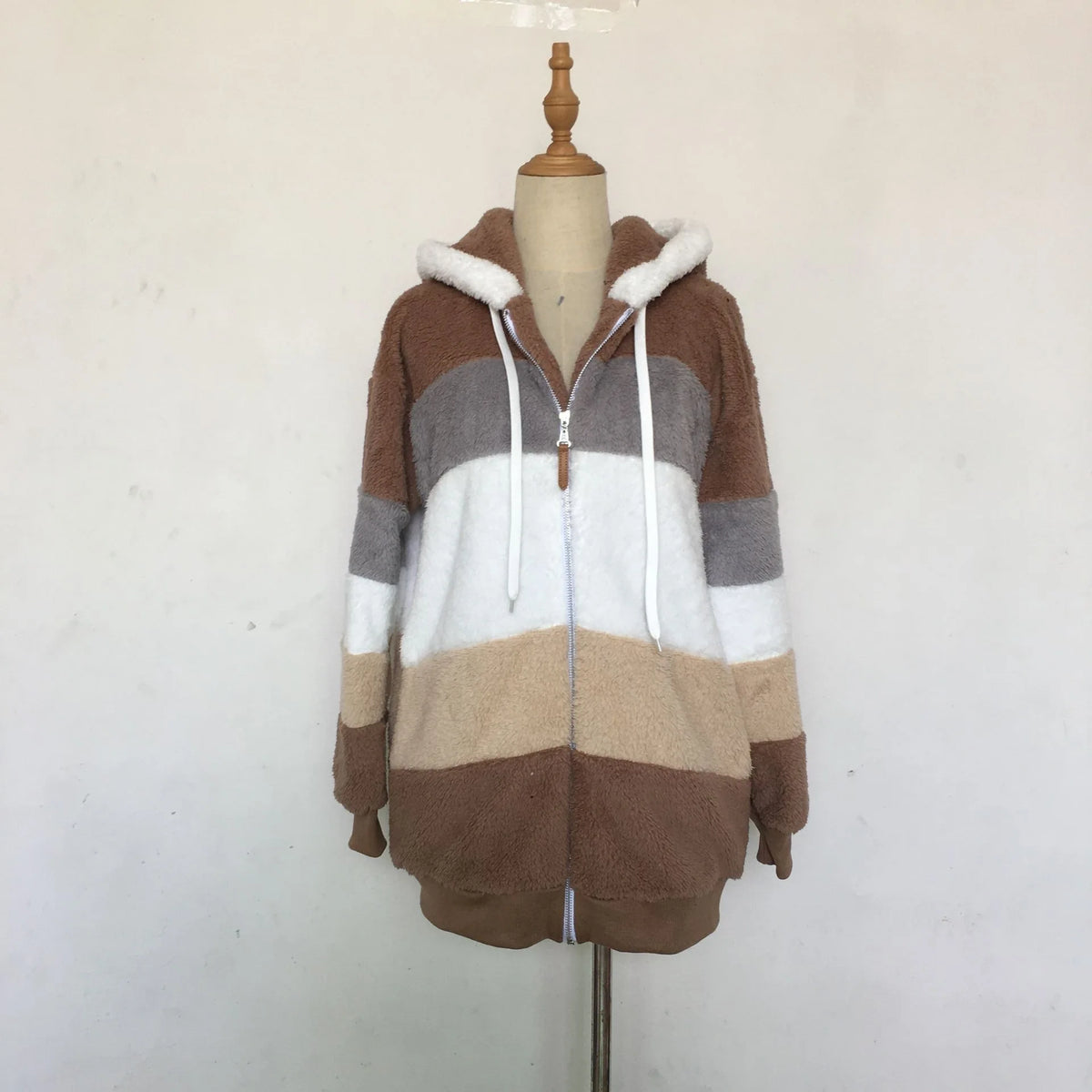 Oversized Warm Plush Jacket with Pockets, Hood, and Zipper Front, Loose, Cozy Fit. comes in 10 Colors