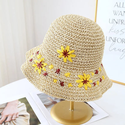 Wide Brim Crocheted Cherry Bucket Hat