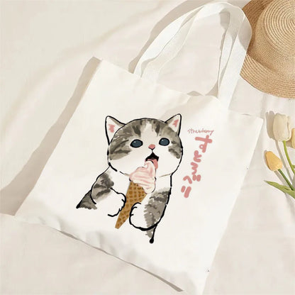 11 Designs of Cat Linen Shopping Bags, Large Capacity Shoulder Bags. Also great for Gift Bags