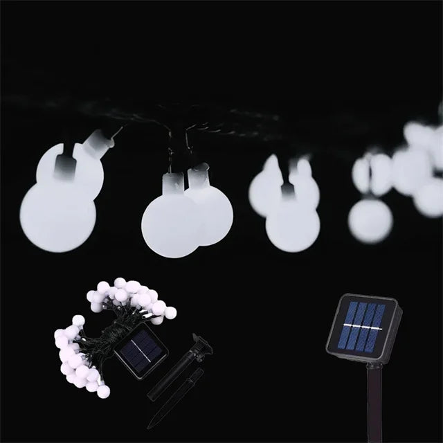 Frosted Globe Solar String Lights 100 LED IP65 Outdoor Fairy Lights