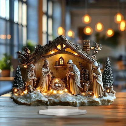 Christmas Nativity Flat Acrylic Table Centerpiece, 8 Designs