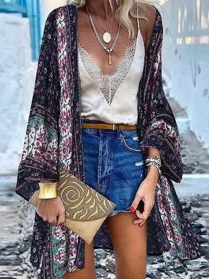 Women's Boho Blouse Cardigan Top, Casual Cover-Up in 12 designs