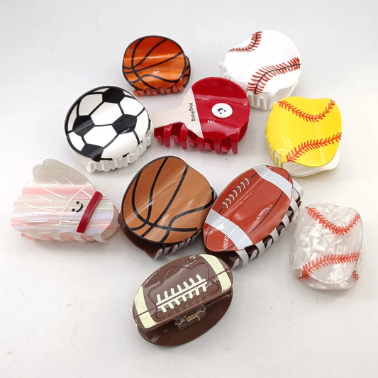 Sports Athletic Football Basketball Baseball Soccer and Tennis Hair Claw Clips