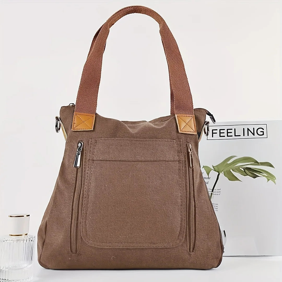 Versatile Handbag Large Capacity Canvas Casual Shoulder Crossbody Bag