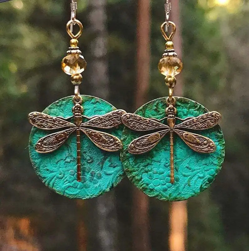 Boho Sunflower Earrings Vintage Drop Earrings