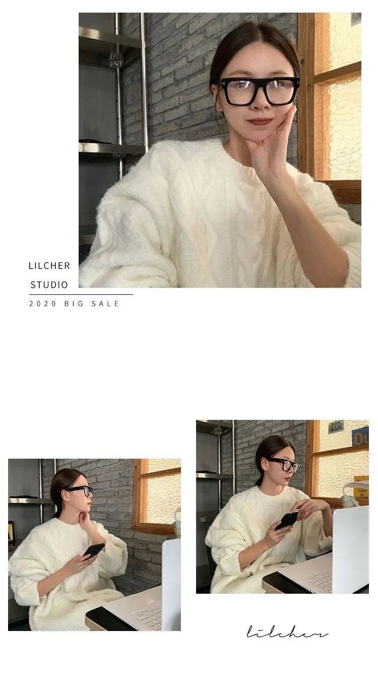 Thick Warm Cable Knit Oversized Pullover Sweater, 2 Colors
