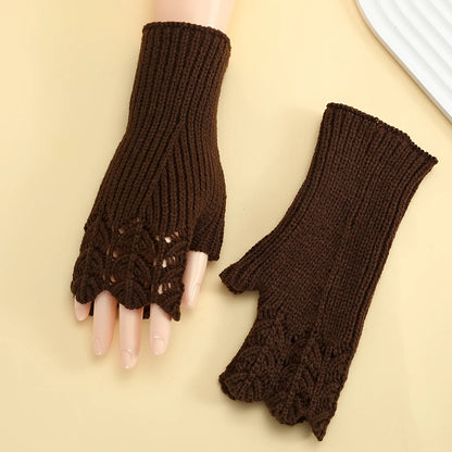 Autumn and Winter short fishnet knit gloves, fashionable.