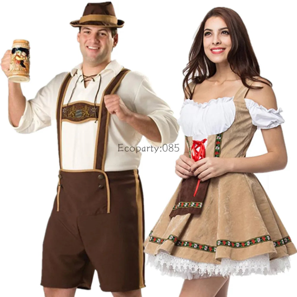 Male and Female Oktoberfest Costumes, Traditional  German Bavarian Couple, Cosplay Outfits