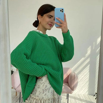 Chunky Knit Oversized Sweater Crew Neck Long Sleeve Loose Casual  Pullover. Comes in 6 colors