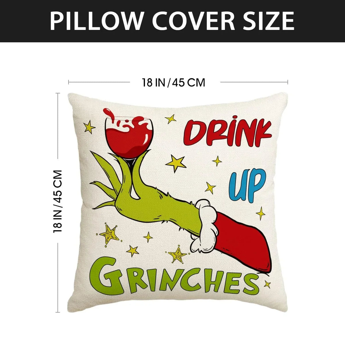 Merry Christmas Throw Pillow Cover, 18 × 18 Inch, Cover Only