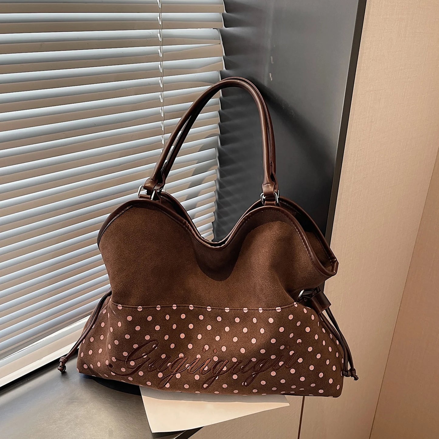 Shoulder Bag Half  Polka Dot Handbag Versatile Tote Bags 5 Designs