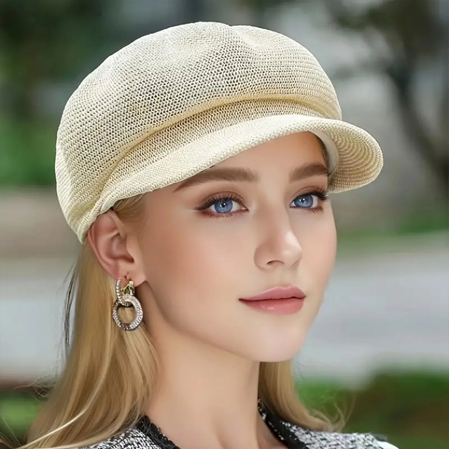 Retro Beret Caps for Women, Breathable Mesh Material, Solid Color Beret for Outdoors