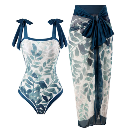 Custom-Made Digital Printed One-Piece Swimsuit with skirt cover-Up 5 different prints