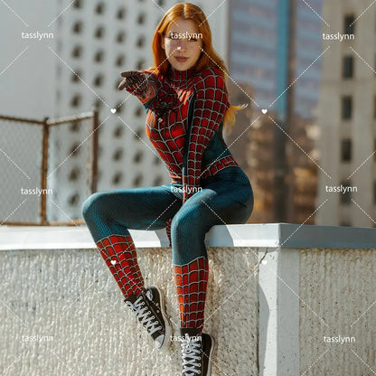 Sizes to 3XL--Spandex Spiderwoman Suit